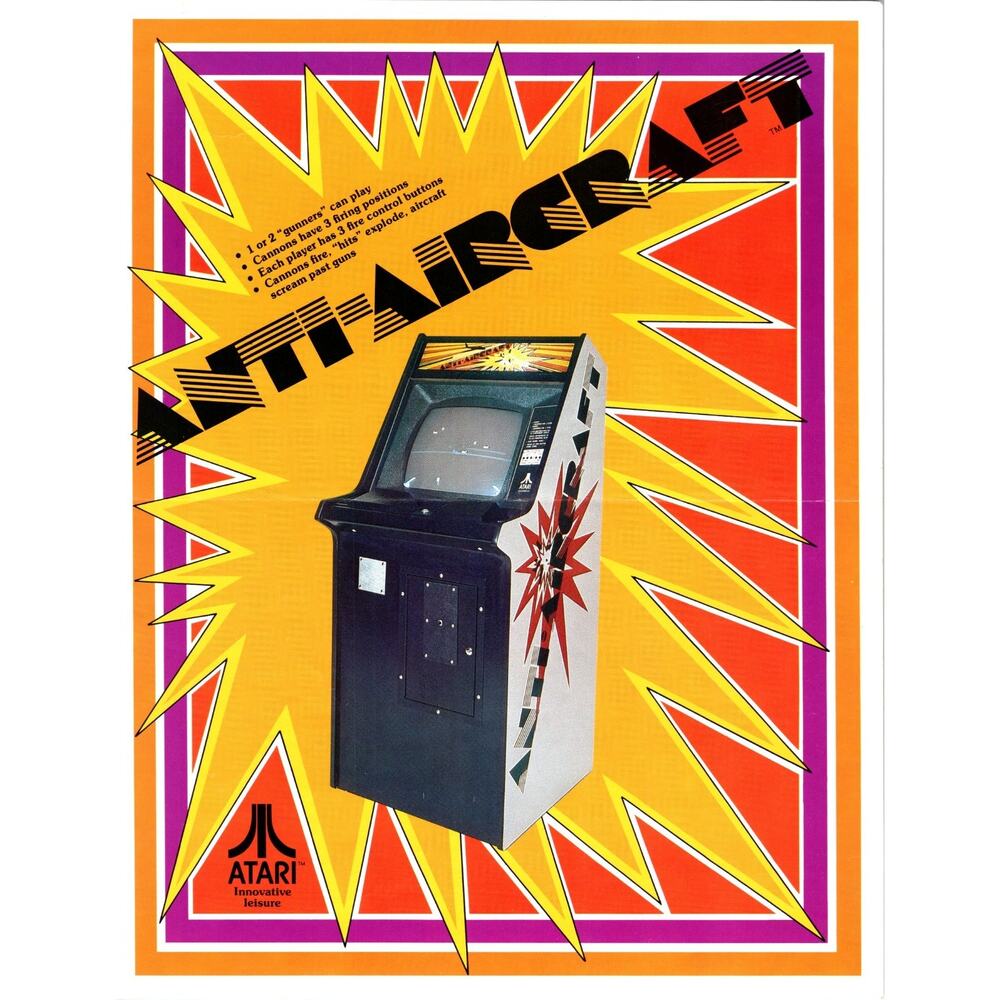 Anti Aircraft Video Arcade Game Flyer 1975 Vintage Retro Art 8.5" x 11 Original